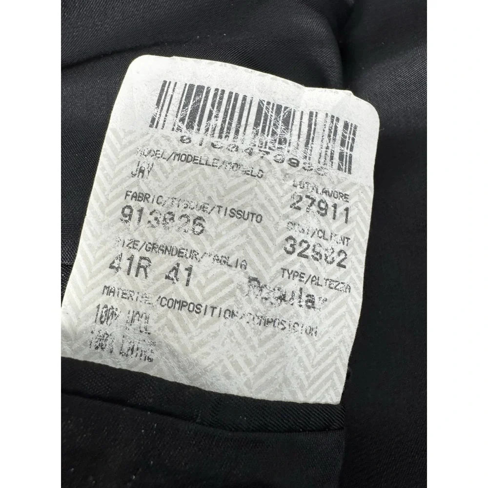 Prestige S Cohen Suit Blazer Jacket‎ Mens 46L Black Pinstripe Sport Coat Wool